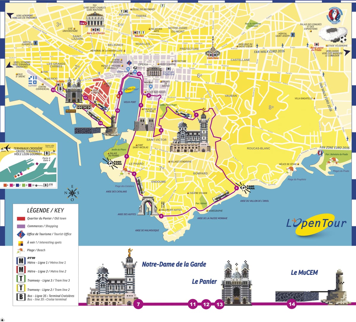 Marseille hop on hop off bus peta rute