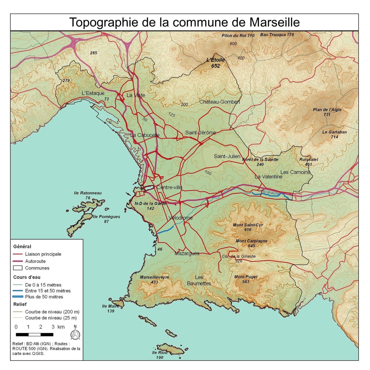 peta topografi Marseille
